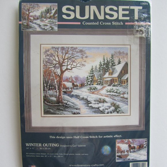 Sunset Dimensions Winter Outing Counted Cross Stitch Kit #13691 2001 - Picture 1 of 6